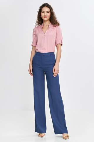 Pantalon bootcut en lin - Bleu cobalt