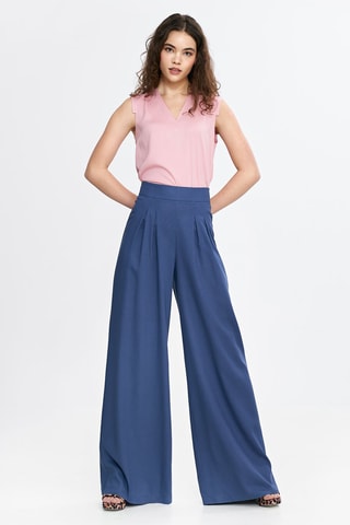 Pantalon palazzo en lin - Bleu