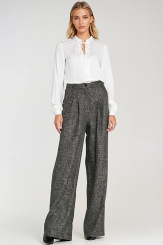 Pantalon wide legs taille haute - Noir chiné