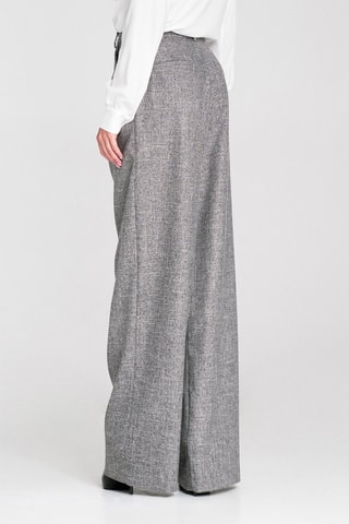 Pantalon wide legs taille haute - Gris chiné