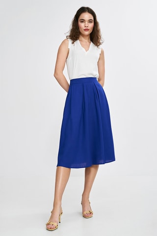 Jupe midi en lin - Bleu