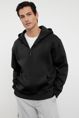 Camisola oversize com capuz - Preto