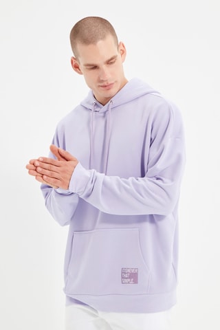 Camisola oversize com capuz - Lavanda