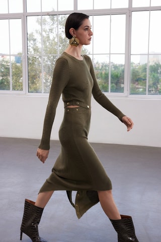 Vestido-camisola - Caqui