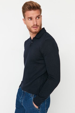 Camisola slim - Azul-marinho