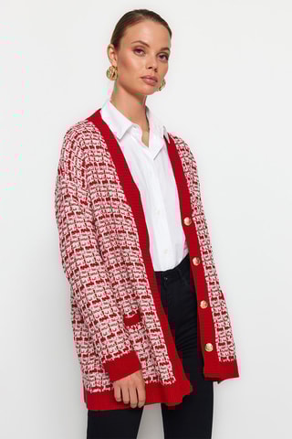 Casaco de malha comprido Vermelho
