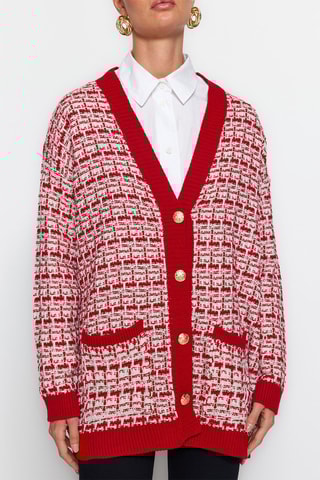 Casaco de malha comprido Vermelho