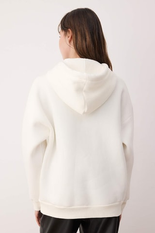 Casaco de malha oversize com capuz - Cru