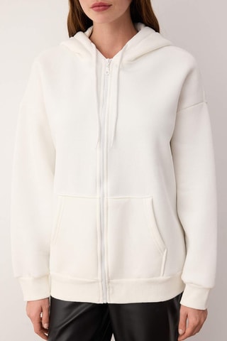 Casaco de malha oversize com capuz - Cru