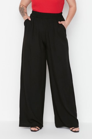 Calças palazzo cintura subida Preto