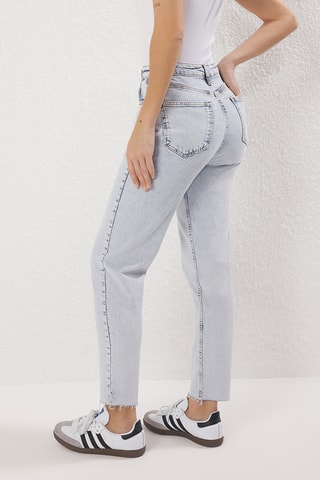 Calças de ganga mom - Azul-claro