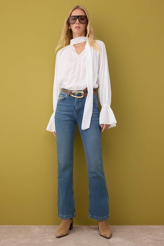 Calças de ganga flare - Azul médio