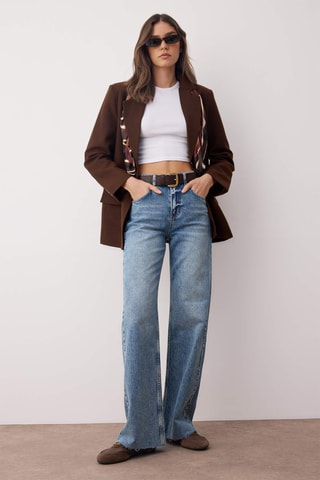 Calças de ganga wide legs - Azul médio