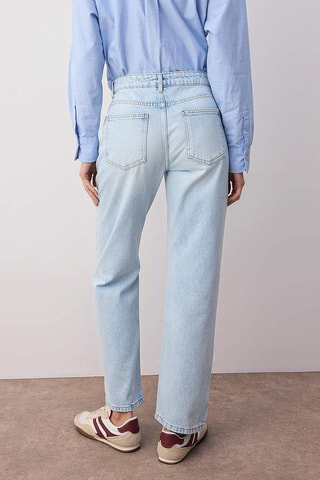 Calças de ganga de cintura alta - Azul-claro