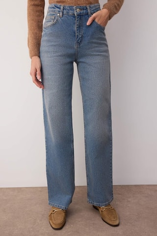 Calças de ganga wide legs - Azul médio