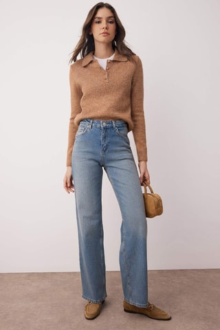 Calças de ganga wide legs - Azul médio