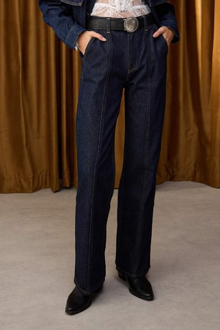 Calças de ganga wide legs - Azul-escuro