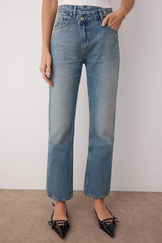 Calças de ganga direitas - Azul médio