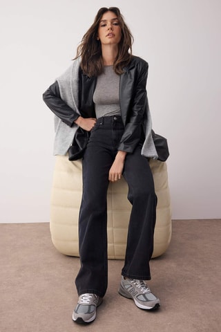 Calças de ganga wide legs - Preto