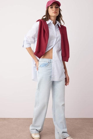 Calças de ganga wide legs - Azul-claro