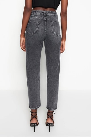 Calças de ganga slim 7/8 cintura subida Antracite