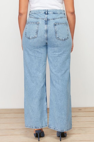 Calças de ganga de cintura alta - Azul