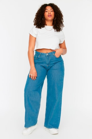 Calças de ganga cintura alta - Azul