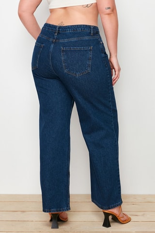 Calças de ganga wide legs cintura subida - Índigo