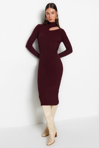 Vestido midi slim - Bordô