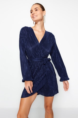 Vestido traçado - Azul-marinho