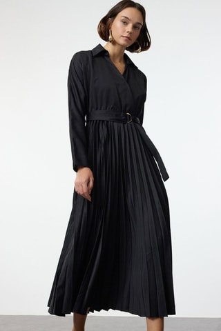 Vestido plissado - Preto