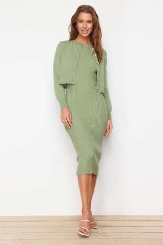 Vestido midi e cardigã - Verde