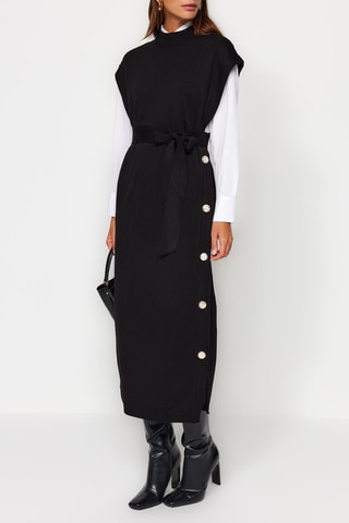 Vestido-camisola regular - Preto