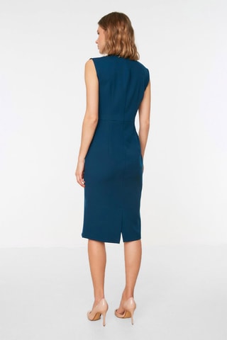 Vestido direito - Azul-petróleo 