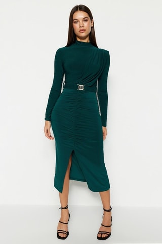 Vestido midi - Verde-esmeralda