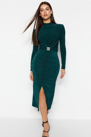 Vestido midi - Verde-esmeralda