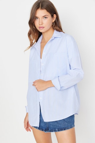 Camisa às riscas Azul-celeste