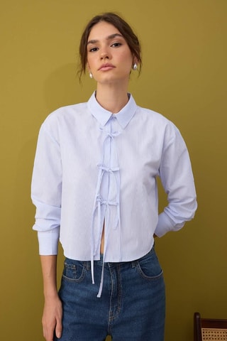 Camisa relaxed - Azul-claro