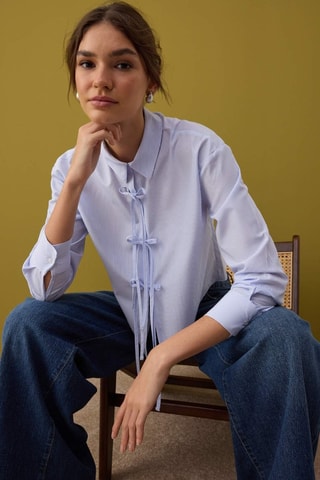 Camisa relaxed - Azul-claro
