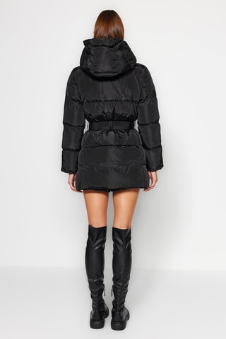 Blusão comprido com capuz - Preto