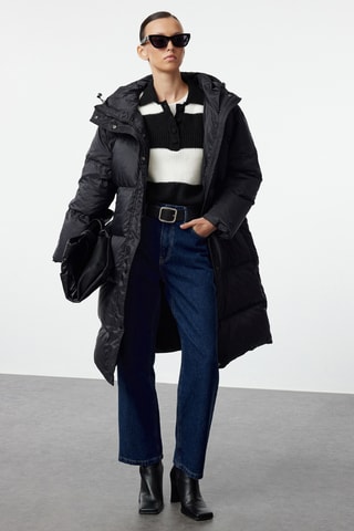 Blusão oversize com capuz- Preto