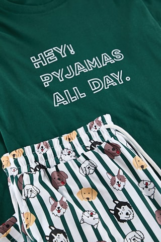 Pijama - Verde-escuro e branco