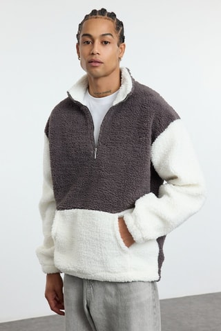 Sweat oversize - Cinzento e branco