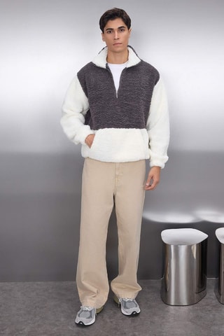 Sweat oversize - Cinzento e branco
