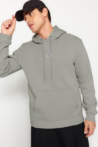 Sweat regular com capuz - Cinzento