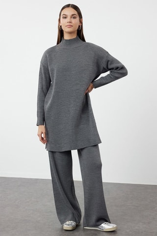 Camisola e calças wide legs - Cinzento