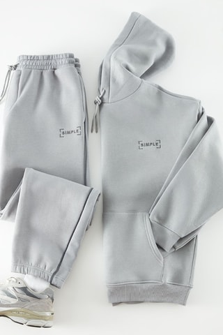 Sweat oversize e calças de treino - Cinzento-claro