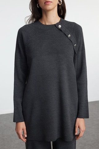 Casaco de malha comprido e calças - Cinzento