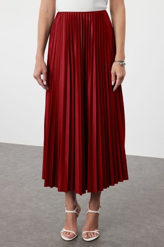 Saia plissada cintura subida - Bordô