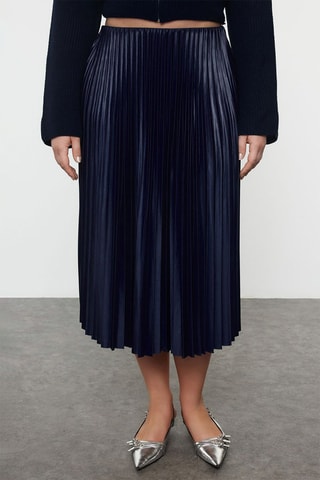 Saia plissada - Azul-marinho